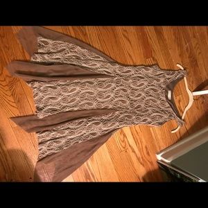 Short cocktail dress. Mocha color w/ lace.